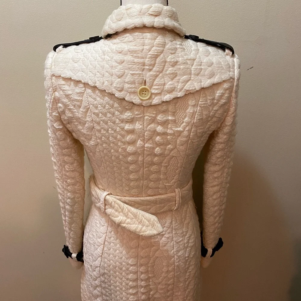 Burberry prorsum runway knit effect white ivory trench coat - Picture 8 of 16